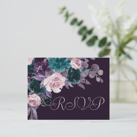 Carte Postale Moody Boho | Eggplant foncé violet Turquoise Entre (Debout devant)