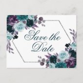 Carte Postale Moody Boho | Turquoise cadre floral foncé Enregist (Devant)