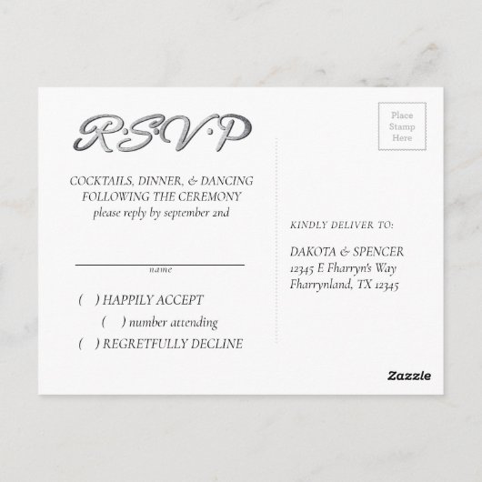 Carte Postale Moody Boho | Turquoise Turquoise Silver Frame RSVP (Dos)