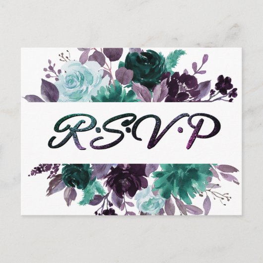 Carte Postale Moody Boho | Turquoise Turquoise Silver Frame RSVP (Devant)