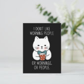 Carte Postale Moody Cat Matin Personnes Café Tired Kitty Funny (Debout devant)