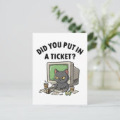 Carte Postale Moody helpdesk cat demande si vous avez mis un tic (Debout devant)