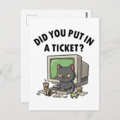 Carte Postale Moody helpdesk cat demande si vous avez mis un tic (Devant / Derrière)