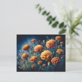 Carte Postale Moody Marigolds Aquarelle Orange Fleurs (Debout devant)