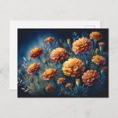 Carte Postale Moody Marigolds Aquarelle Orange Fleurs (Devant / Derrière)