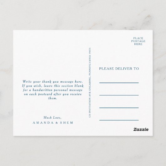 Carte postale Moody Ocean Watercolor Mariage Merci (Dos)