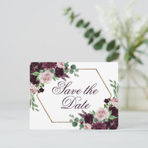 Carte Postale Moody Passion   Dramatic Save the Date au vin pour