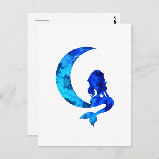 Carte Postale Moon et Mermaid (Devant / Derrière)