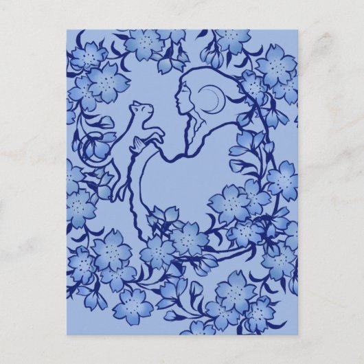 Carte Postale Moon Goddess Chat Witch Blues (Devant)