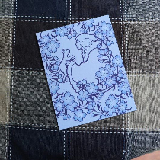 Carte Postale Moon Goddess Chat Witch Blues