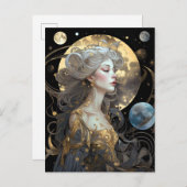 Carte postale Moon Goddess Queen Imaginaire Art (Devant / Derrière)