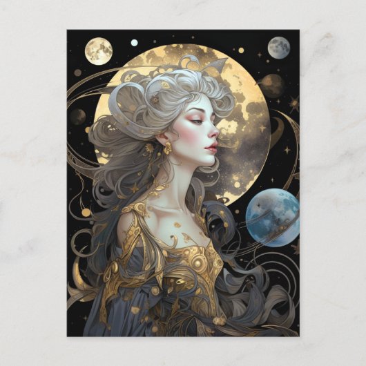 Carte postale Moon Goddess Queen Imaginaire Art (Devant)