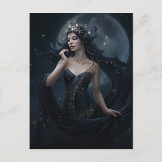 Carte Postale Moon Goddess Queen Imaginaire Art (Devant)