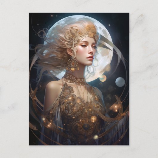 Carte postale Moon Goddess Queen Imaginaire Art (Devant)