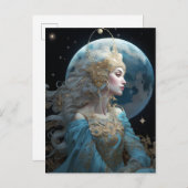 Carte postale Moon Goddess Queen Imaginaire Art (Devant / Derrière)