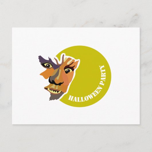 Carte Postale Moon Wolf, Invitation de la fête d'Halloween (Devant)