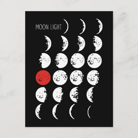 Carte Postale MOONLIGHT blanc & rouge + vos idées (Devant)
