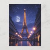 Carte Postale Moonlit Paris – Romantic Eiffel Tower Night (Devant)