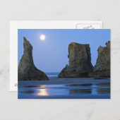 Carte Postale Moonset, Bandon Beach, Oregon. (Devant / Derrière)