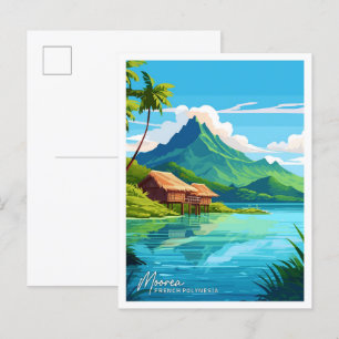 Carte Postale Moorea Polynésie Française Illustration de voyage