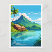 Carte Postale Moorea Polynésie Française Illustration de voyage (Devant)