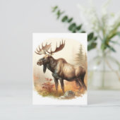 Carte Postale Moose aquarelle (Debout devant)