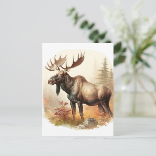 Carte Postale Moose aquarelle (Debout devant)