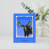 Carte Postale Moose en hiver - Art original de la faune (Debout devant)
