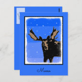 Carte Postale Moose en hiver - Art original de la faune (Devant / Derrière)