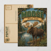 Carte Postale Moose Forest Lake POPCUT (Devant / Derrière)