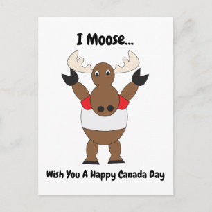 Carte Postale Moose Funny Fête du Canada Rouge Blanc Personnalis