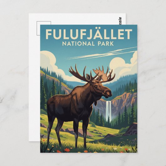 Carte Postale Moose in Fulufjället Parc national Suède Voyage (Devant / Derrière)