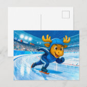 Carte Postale Moose Speed Skating on a Frozen Ice Track (Devant / Derrière)