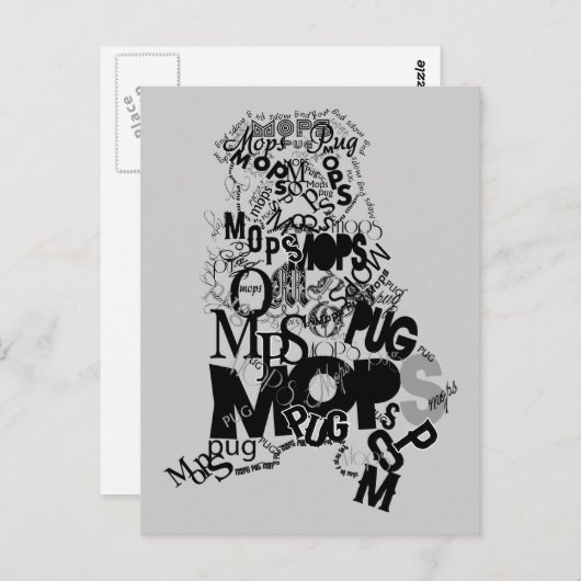 Carte Postale Mops aus Buchstaben (Devant / Derrière)