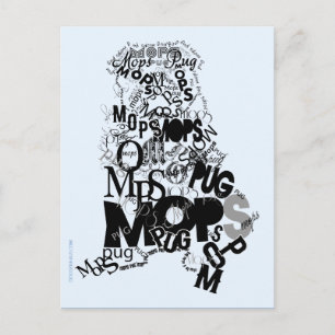 Carte Postale Mops aus Buchstaben