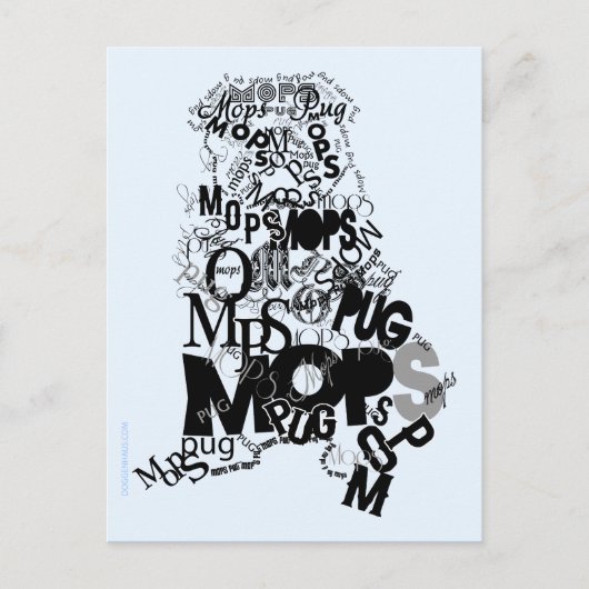 Carte Postale Mops aus Buchstaben (Devant)