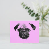 Carte Postale mops chiot rose (Debout devant)