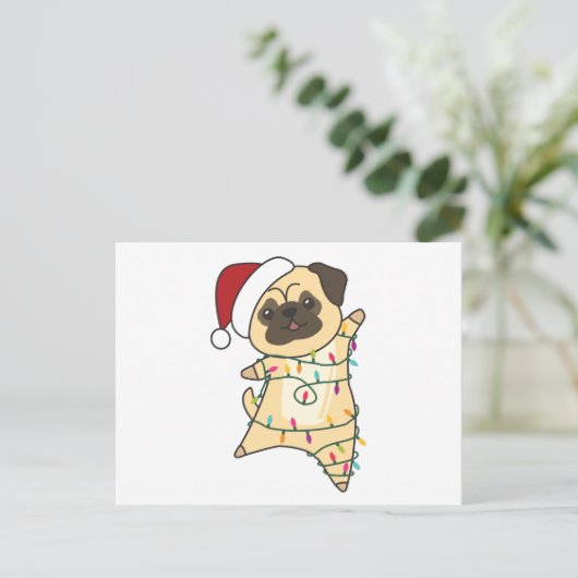 Carte Postale Mops Christmas Snow (Debout devant)