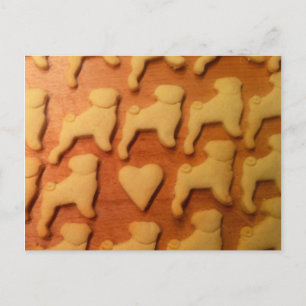 Carte Postale Mops mit Herz. Carlin avec coeur