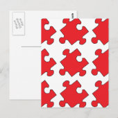 CARTE POSTALE MORCEAU DE PUZZLE ROUGE (Devant / Derrière)
