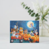 Carte Postale Morceau d'Halloween en Citrouille Patch aquarelle  (Debout devant)