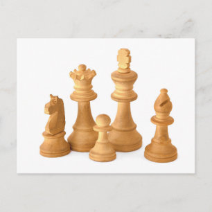 Carte Postale Morceaux d'échecs en bois