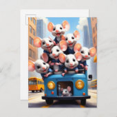 Carte Postale Morceaux mignons dans un bus (Devant / Derrière)