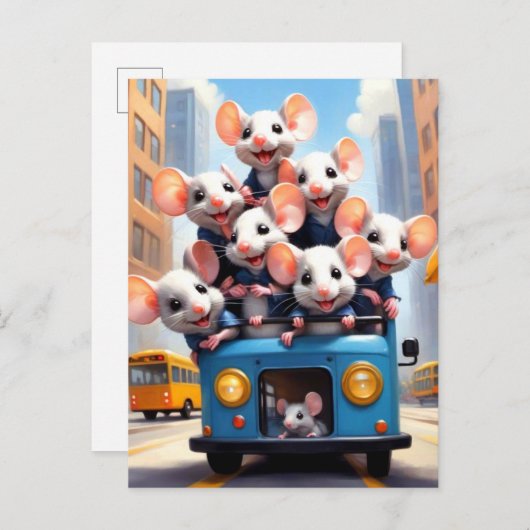 Carte Postale Morceaux mignons dans un bus (Devant / Derrière)