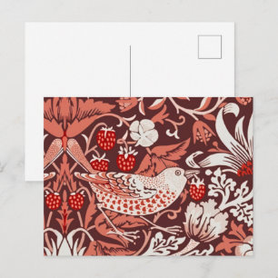 Carte Postale Morris Strawberry Thief Gros plan Rouge Vintage