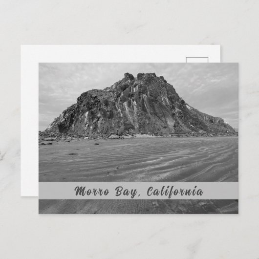 Carte Postale Morro Rock, Morro Bay en noir et blanc (Devant / Derrière)