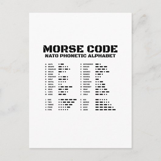 Carte Postale Morse Code Alphabet phonétique OTAN (Devant)