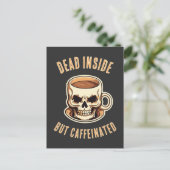 Carte Postale Mort À L'Intérieur Mais Caffiné Crâne Mug Café (Debout devant)