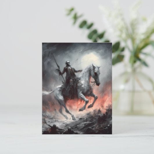 Carte Postale Mort sur un cheval pâle Macabre AI Art (Debout devant)