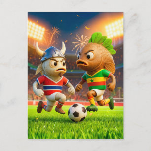 Carte Postale Morue norvégienne contre thieboudienne de poisson 